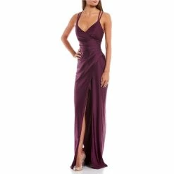 Outlet π― City Vibe Multi Strap Faux Wrap Long π Dress Plum π