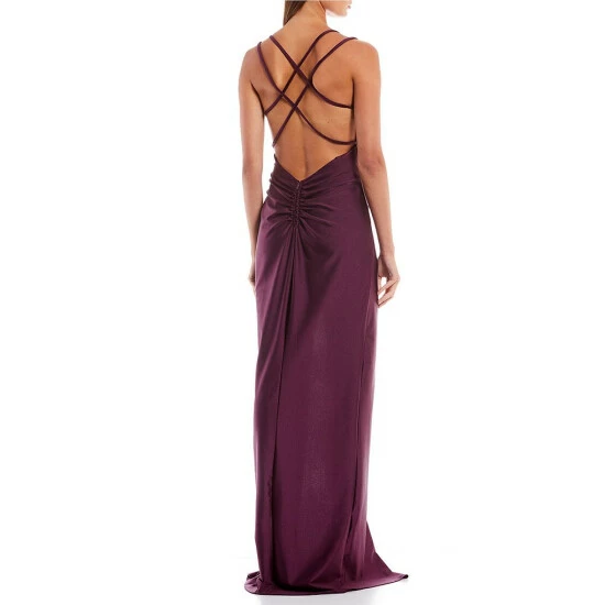 Outlet π― City Vibe Multi Strap Faux Wrap Long π Dress Plum π - Image 2