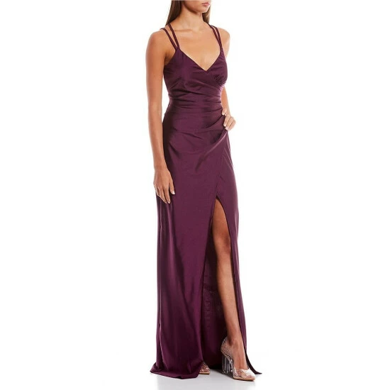 Outlet π― City Vibe Multi Strap Faux Wrap Long π Dress Plum π - Image 3