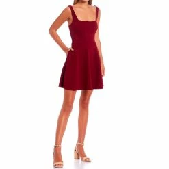 Best Pirce ❤️ City Vibe Scuba Skater 👗 Dress Currant 🧨