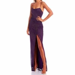 Best Sale 🔥 City Vibe Square Neck Long Sheath 👗 Dress Purple Multi 🎉