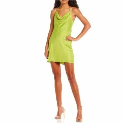 Best reviews of ❤️ City Vibe Halter Satin Slip 👗 Dress Lime ✨