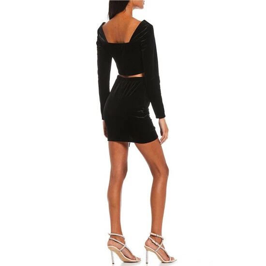 Cheapest β€οΈ City Vibe Long-Sleeve Velvet Two-Piece π Dress Set Black β - Image 2