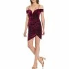 Best reviews of 🤩 City Vibe Off-the-Shoulder V-Neck Velvet Ruched Side Sheath 👗 Dress Wine ❤️