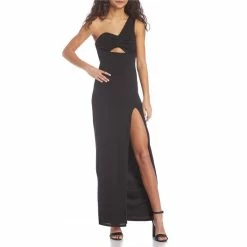 Brand new 😍 City Vibe One-Shoulder Cutout Front Side Slit Long 👗 Dress Black ⭐