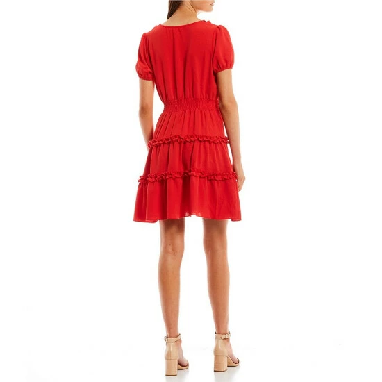 Best deal π City Vibe Short Sleeve V-Neck Ruffle Tiered π Dress π - Image 2