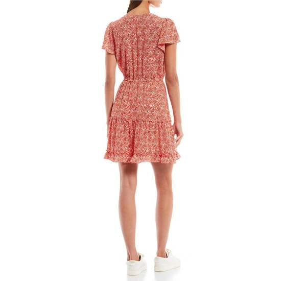 Flash Sale ๐ City Vibe Short-Sleeve Printed Waist Tie Fit-And-Flare ๐ Dress Ivory/red โ๏ธ 2 Flash Sale ๐ City Vibe Short-Sleeve Printed Waist Tie Fit-And-Flare ๐ Dress Ivory/red โ๏ธ - Image 2