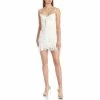 Cheap 🧨 City Vibe Spaghetti-Strap V-Neck Ruched Front Lace Tiered Hem Slim 👗 Dress Ivory 👏