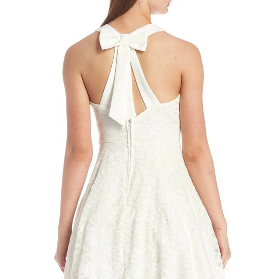 Best reviews of π City Vibe Sleeveless V-Neck Lace Fit-And-Flare π Dress Ivory/silver 𧨠- Image 4