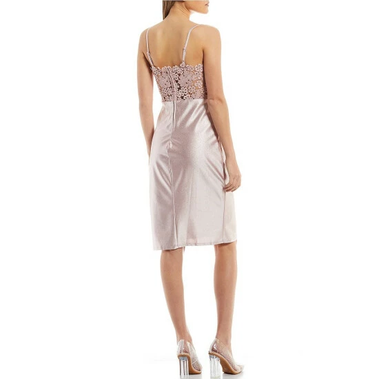 Flash Sale ๐ City Vibe Spaghetti-Strap Square-Neck Lace-Back Glitter Knit Sheath ๐ Dress Blush ๐งจ 2 Flash Sale ๐ City Vibe Spaghetti-Strap Square-Neck Lace-Back Glitter Knit Sheath ๐ Dress Blush ๐งจ - Image 2