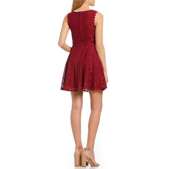 Outlet π City Vibe Sleeveless Scalloped Round Neckline Lace A-line π Dress Black π - Image 6