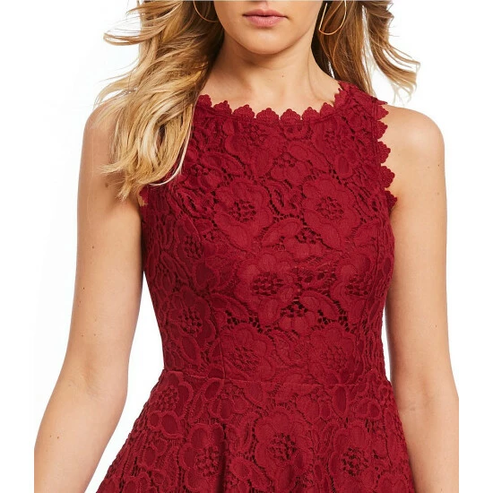 Outlet π City Vibe Sleeveless Scalloped Round Neckline Lace A-line π Dress Black π - Image 7